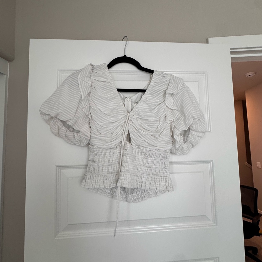 Astr White Ruched Blouse